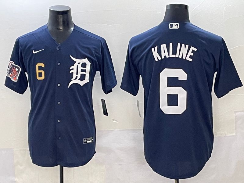 Men 2025 Detroit Tigers #6 Kaline Dark Blue Game Nike MLB Jersey style 2